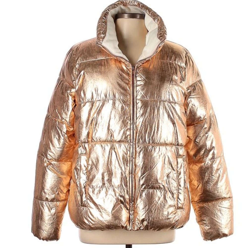 Popular Old Navy Gold Metallic Shiny Coat M